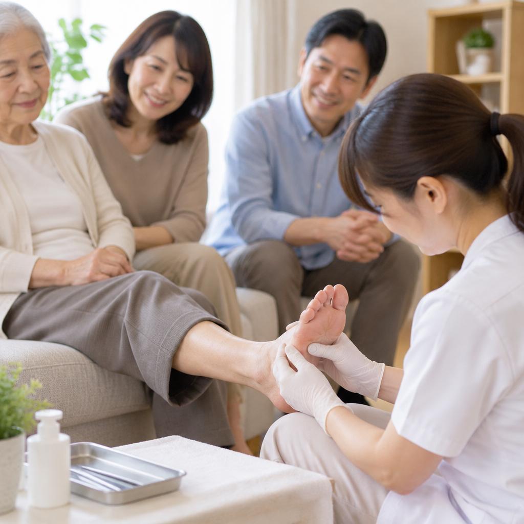 介護サービスやご家族と連携し、足の健康を支える